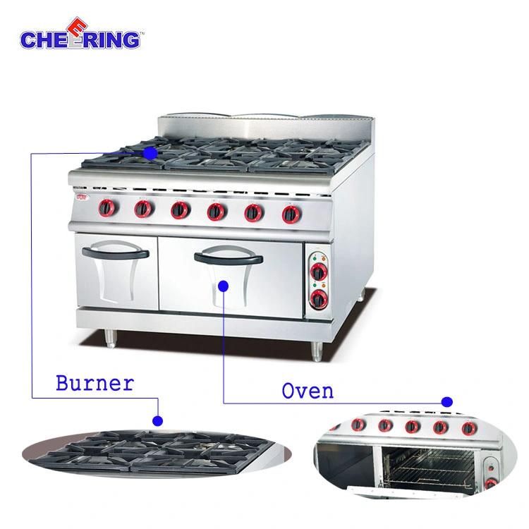 Cheering Industrial Gas Range with 6 Burner & Electric Oven