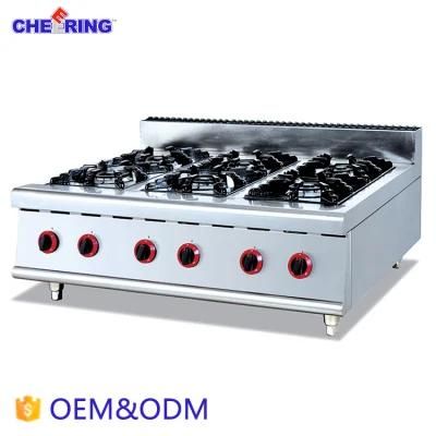 Counter-Top 6-Burner Gas Range for Kitchen Equipment