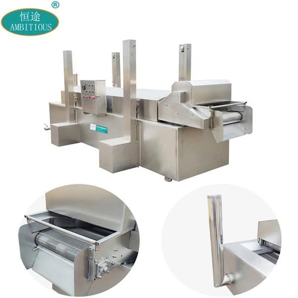 Mesh Belt Gas Frying Machinery Conveyor Continuous Chicken Deep Frying Machine