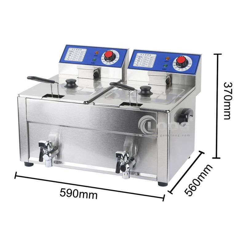 High Quality Catering Equipment Manufacturer Stainless Steel 2 Baskets Tanks Potato Deep Fryer Machine for Hotels Restaurants