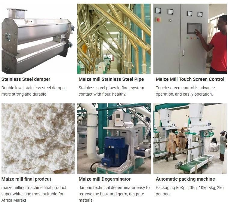 Angola Running 100t/24h Fully Automatic Maize Flour Milling Plant