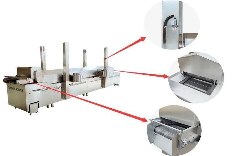 Thermal Oil Frying Machinery Continuous Belt Fish Ball Frying Machine