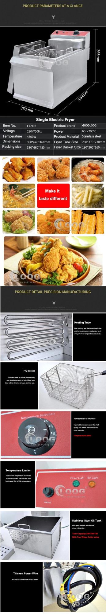 Commercial Fast Food Frying Machine Induction Deep Fryer Restaurant Equipment Kitchen Deep Fryer Donut Fryer Machine for Restaurant
