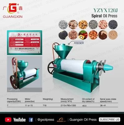 6.5tpd Guangxin Yzyx120-8 Screw Press Oil Processing Machine for Sunflower Rapeseed