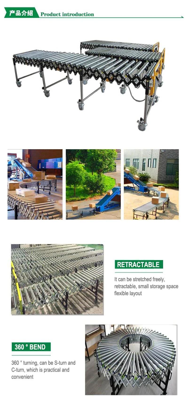 Metal Flexible Expandable Powered Telescopic Roller Conveyor Supplier in India Weight Capacity