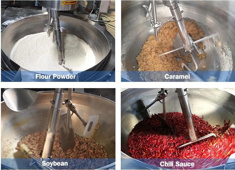 Food Jacketed Cooking Kettle with Agitator Double Jacketed Kettle Cooker with Mixer Steam Gas Electric Jacket Kettle