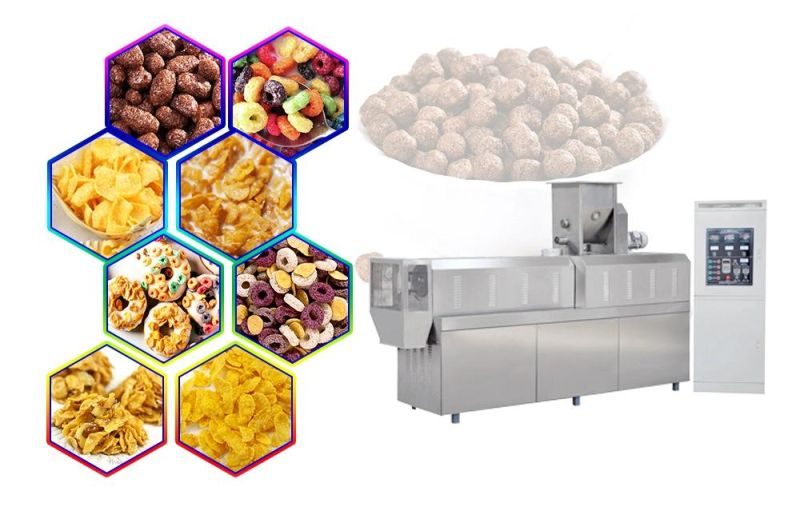 China Exporters Factory Made Cereal Flakes Extruder Machinery/Air Roasting Corn Flakes Snacks Food Equipment Plant Price
