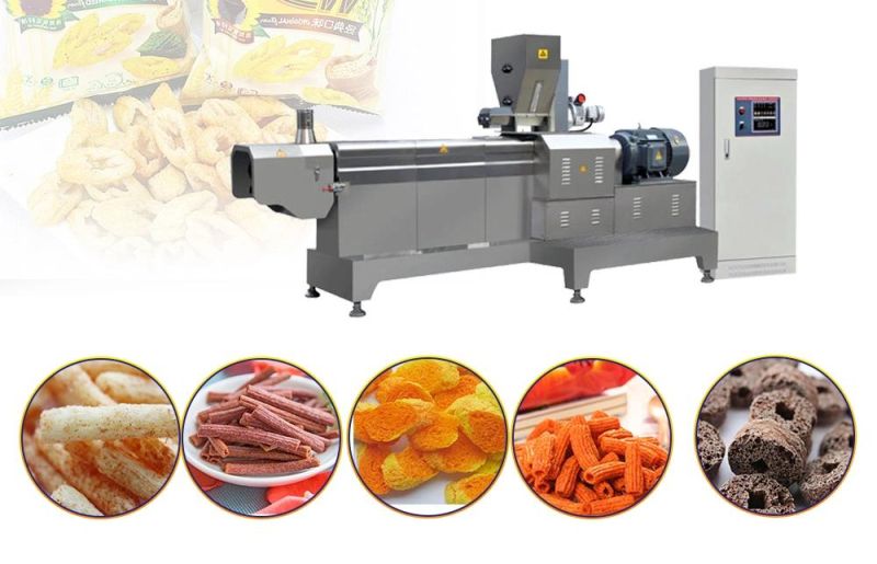 Wheat Flour Fried Snack Food Machine Bugles Pillow Stick Chips Making Machine Food Extruder Production Line