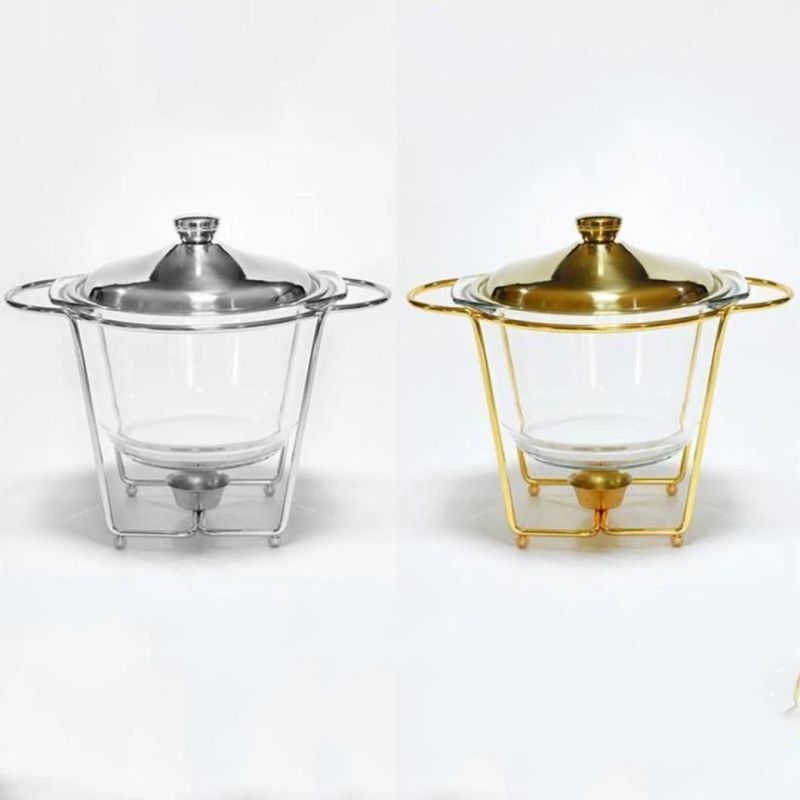 Luxury 4L Glass Silver Chafing Glass Buffet Stove