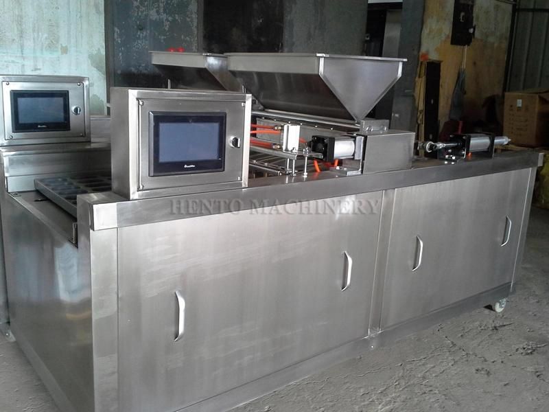 High Efficiency Automatic Core Filling Cake Production Line / Snack Food Yolk Pie Making Machine Price / Sandwich Cake Core Filling Machine