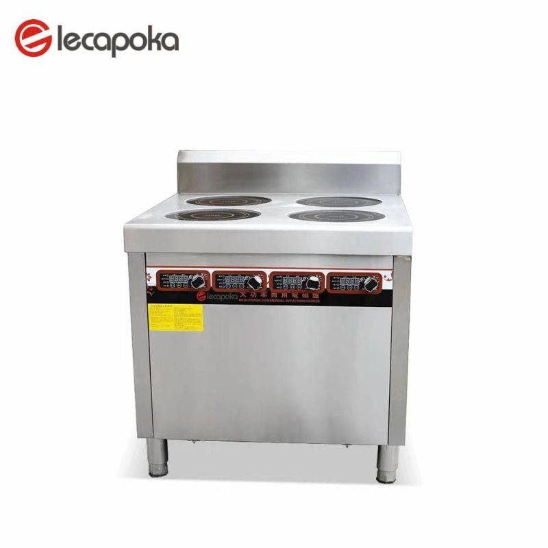 220V 3kw 4 Burners Stainless Electrical Freestanding Commercial Kitchen Cooking Equipment with Locker