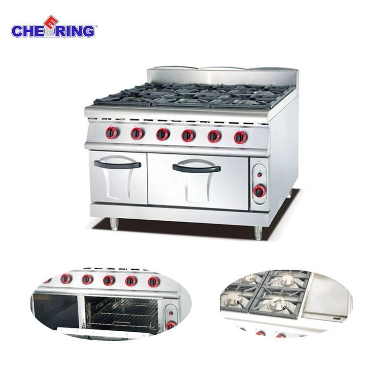 Commercial Gas Range with 6 Burner & Electric Oven