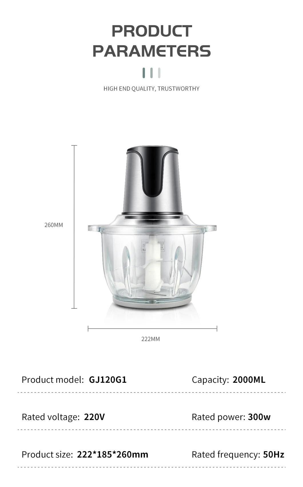 2L 3L 4L Hot Selling 2 and 3 Speed Mini Meat and Vegetable Slicer Chopper Grater Grinder with 2 and 3 and 5 Blades Meat Grinder Food Processor