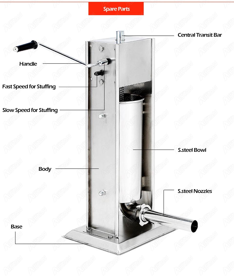 Ys5l Manual Vertical Sausage Stuffer Stainless Steel Sausage Ham Food Filling Stuffing Machine for Commercial