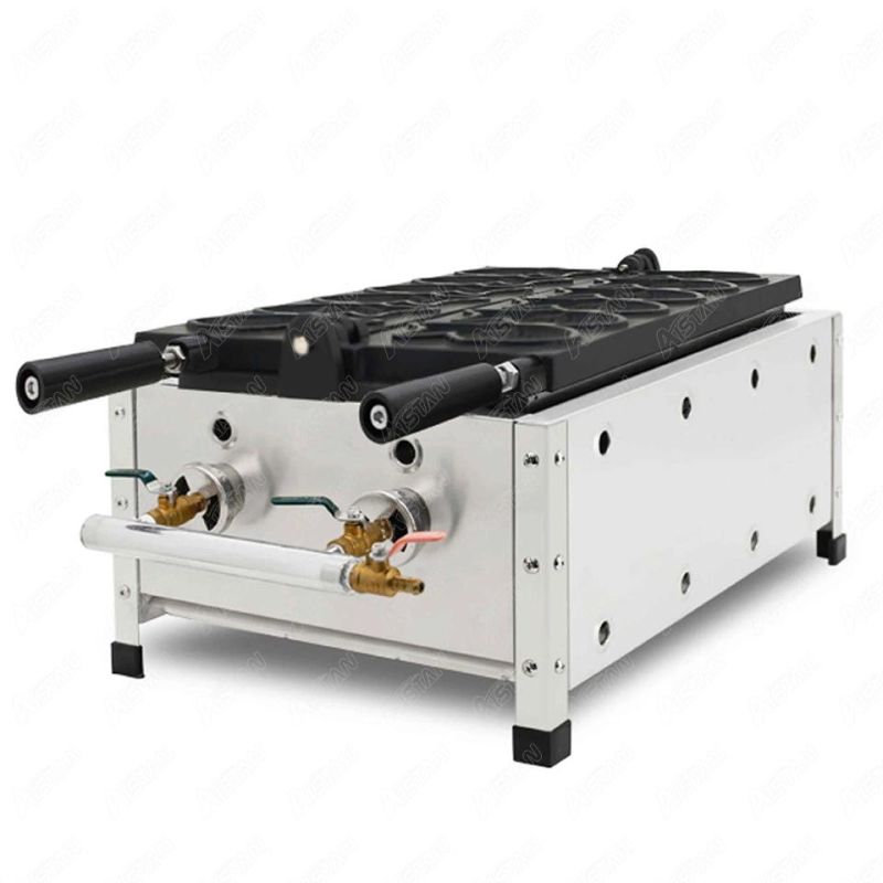 Np268 Commercial Gas Fish Shape Cake Grill 6 Holes Japanese Pastry Taiyaki Waffle Maker Snack Machine with Non-Stick Mould Plate