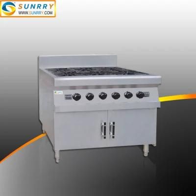 China Commercial Stainless Steel 6 Burner Gas Stove Cooker