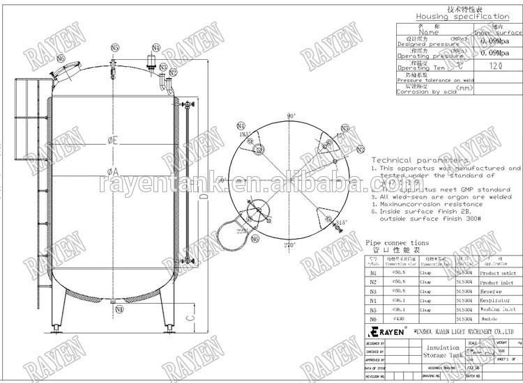 SUS304 Stainless Steel Water Tank Thermal Storage Tank