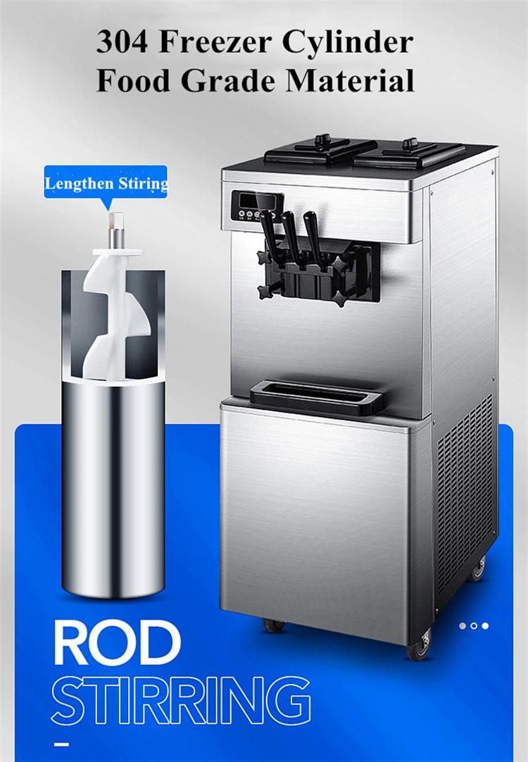 Commercial Vertical 3 Flavor Soft Serve Ice Cream Machine