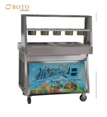 Commercial Catering Stainless Steel Material Freeze Table Double Flat Pan Fry Ice Cream ...