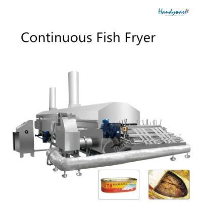Continuous Fish Fryer with Capacity 250-500kgs/ Hr Canned Fried Fish