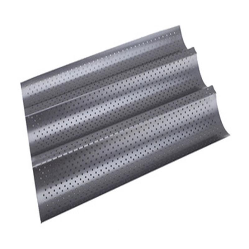 Carbon Steel Non-Stick 3 Rows French Fries Tray Baking Bread Pan