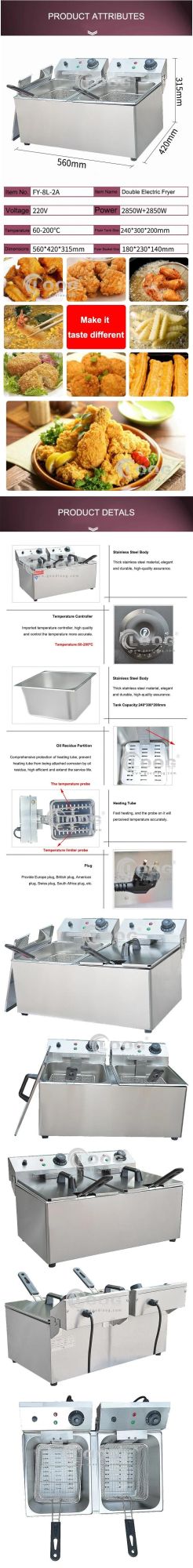 Best Commercial Kitchen Fryer Cooker Electric Countertop Deep Fryer Stainless Steel Thermostat Control Deep Fryer for Chips Chicken
