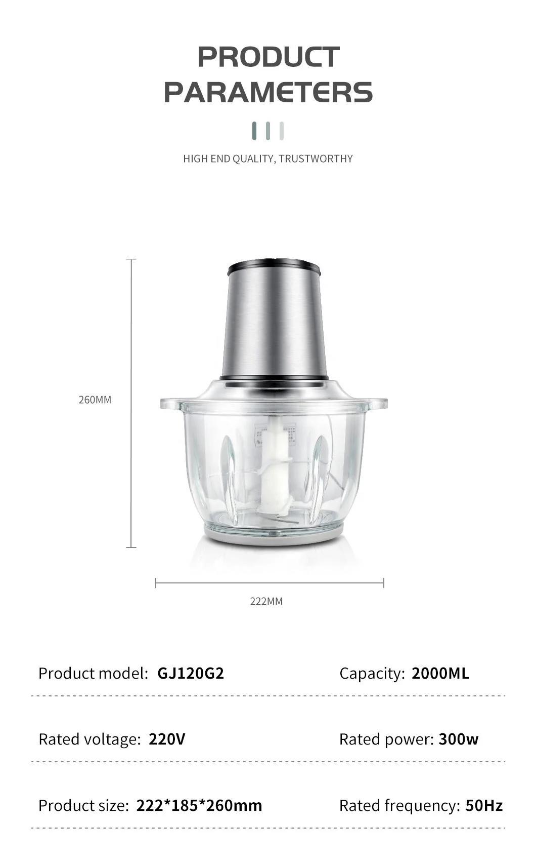 2.0 Liter Meat Chopper Grinder with 4 Layer Blades in Good Quality Food Processors