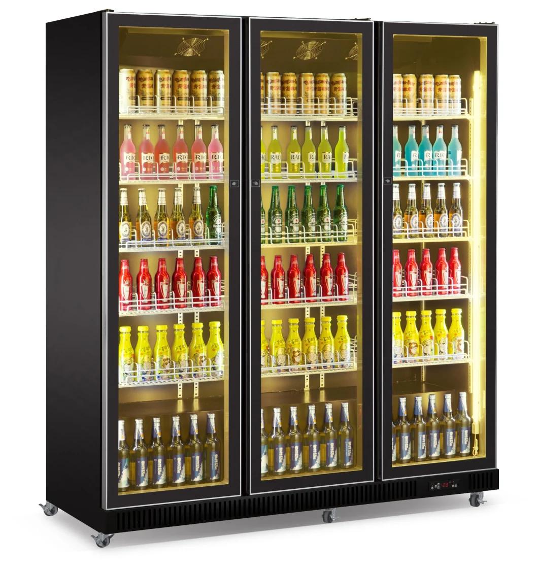 High Quality Beverage Cooler Supermarket Commercial Beer Freezer Three Doors Refrigerator