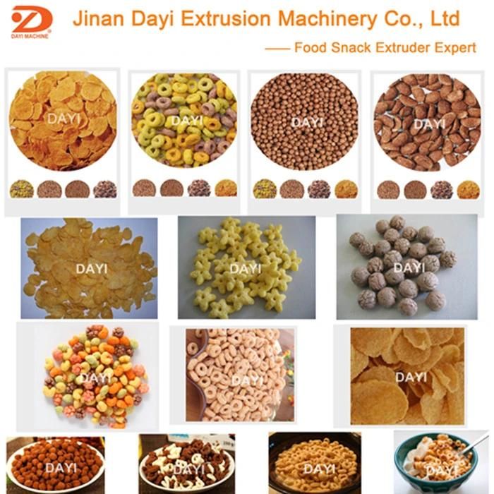 Kelloggs Corn Flakes Roaster/Cereal Curved Ring Snacks Extruder Machine/Grain Cereal Food Production Line