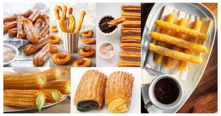 Popular Kitchen Equipment Hand Press Churro Filler Sausage Making Machine Latin Fruit Machines 3 Moulds Deep Fried Dough 5L Sticks Spanish Churros Maker