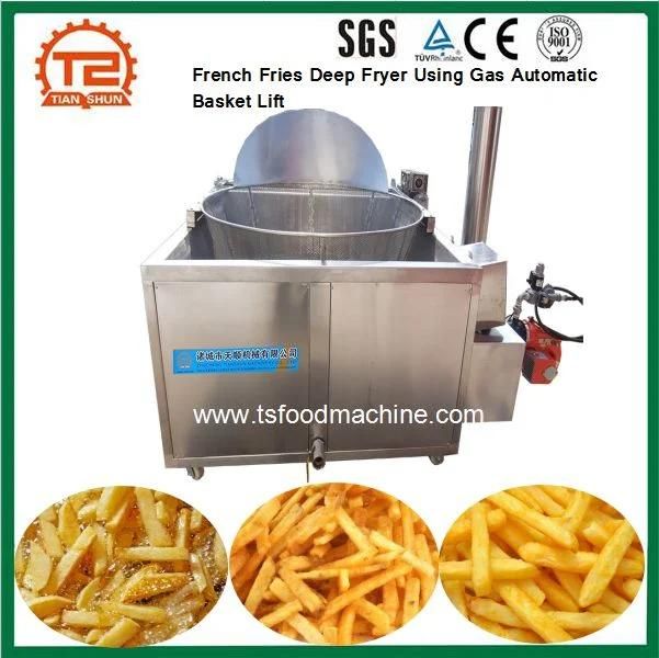 French Fries Frying Machine Deep Fryer Using Gas Automatic Basket Lift