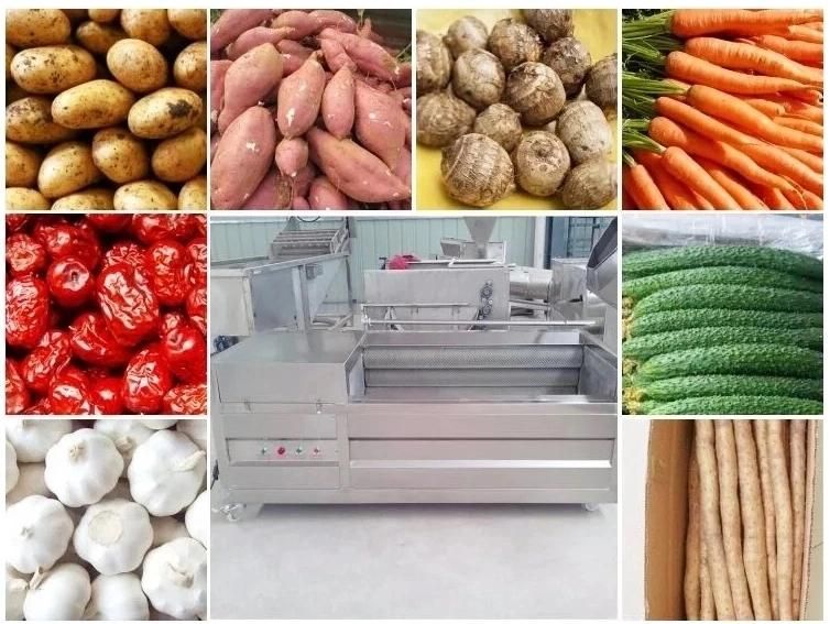 China Supplier Stainless Steel 304 Material Continuous Potato Washing Peeler Food Machine