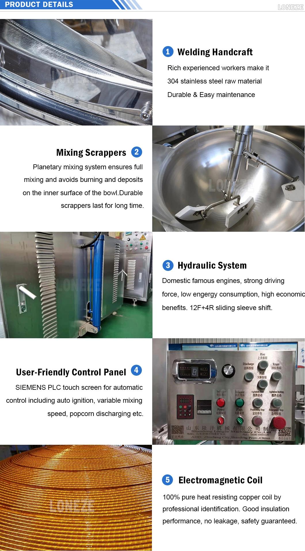 China Best Fully Automatic Industrial Commercial Large Caramel Cheese Flavored Ball Shape Gas Electric Induction Heating Popcorn Making Machine Price
