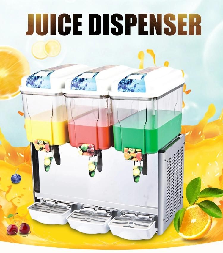 Three Tank Juice Dispenser Heating Stir Funtion Snack Food Shop Commercial Using