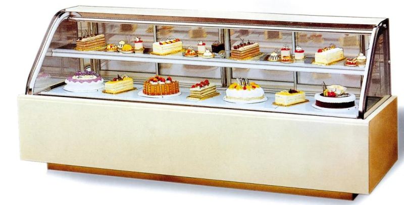Double Curved Glass Luxury Double Layers Cake Showcase