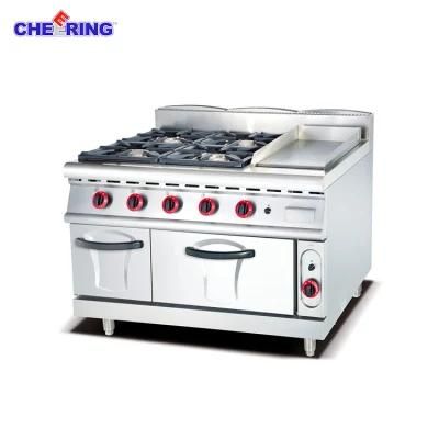 Commercial Gas Range with 4-Burner &amp; Griddle &amp; Gas Oven