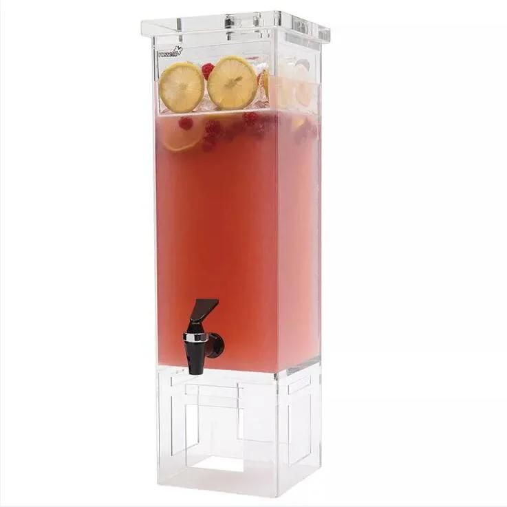 Custom Clear Acrylic 3 Gallon Plastic Beverage Drink Container Juice Dispenser with Ice Chamber and Faucet