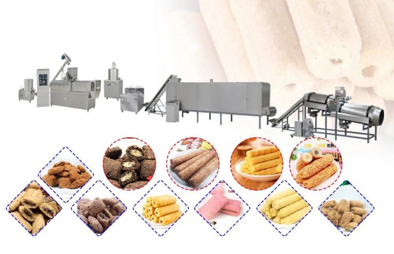 Full Automatic Corn Cracker Snacks Making Machine Puff Snack Extruder Core Filling Snack Extruder