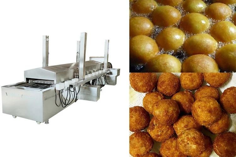 Thermal Oil Frying Machinery Continuous Belt Fish Ball Frying Machine