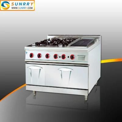 Commercial Four Burner Gas Cooking Stove Range with Gas Oven