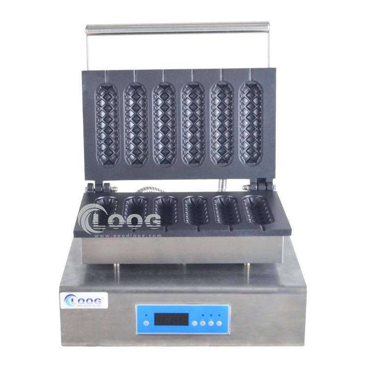 Digital Fast Heat Snack Kitchen Equipment Lolly Corn Dogs Machines 6 Sticks Belgian Mini Hot Dog Waffle Maker for Restaurant
