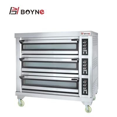 High Temperature Commercial Baking Three Deck Nine Trays Electric Oven