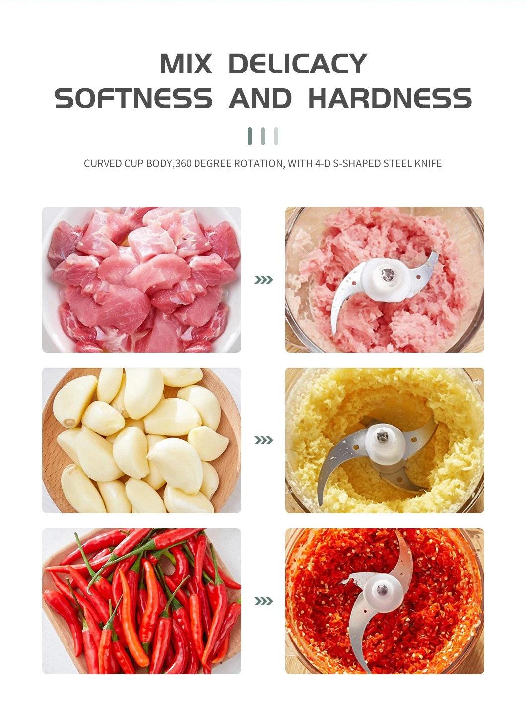 2L 3L 4L Hot Selling 2 and 3 Speed Mini Meat and Vegetable Slicer Chopper Grater Grinder with 2 and 3 and 5 Blades Meat Grinder Food Processor