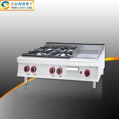 Commercial Kitchen 4 Burner Gas Range and Griddle