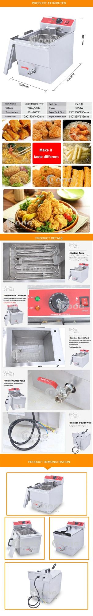 Stainless Steel Snack Machines Electric Fryer Commercial Fryer French Fries Machine Mini Deep Fryer Chicken
