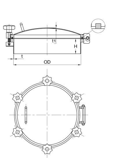 Sanitary Stainless Steel Round Outward Manhole Cover with Pressure (No. NM13011)