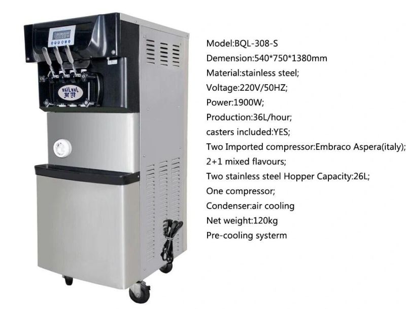 Soft Ice Cream Machine, Three Flavor Ice Cream Maker