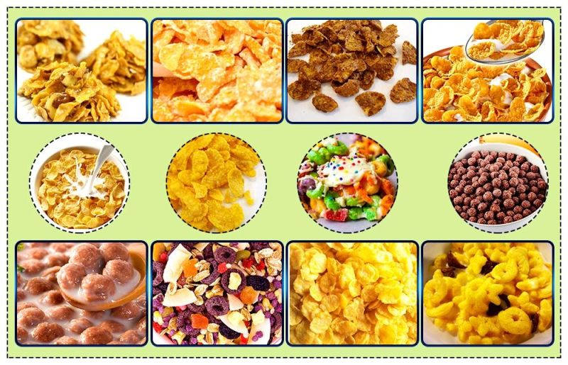 Flat Rice Crispy Cereal Extruder Machine/Corn Flakes Snack Plant/Puffy Rice Ball Extrusion Machinery
