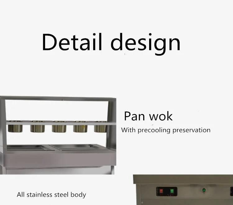 Commercial Catering Stainless Steel Material Freeze Table Double Flat Pan Fry Ice Cream Roll Machine