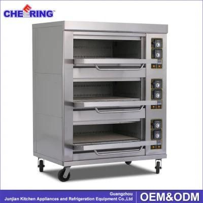 3 Layers 9 Trays High Quality Commercial Pizza Oven / Bakery Gas Deck Oven